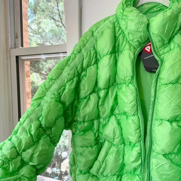NWT Free People Pippa Packable Puffer Jacket Scrunchy Glossy Coat Green Medium - Picture 9 of 11